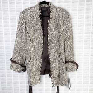 NWT Lafayette 148 Brown Wool Tweed Coat